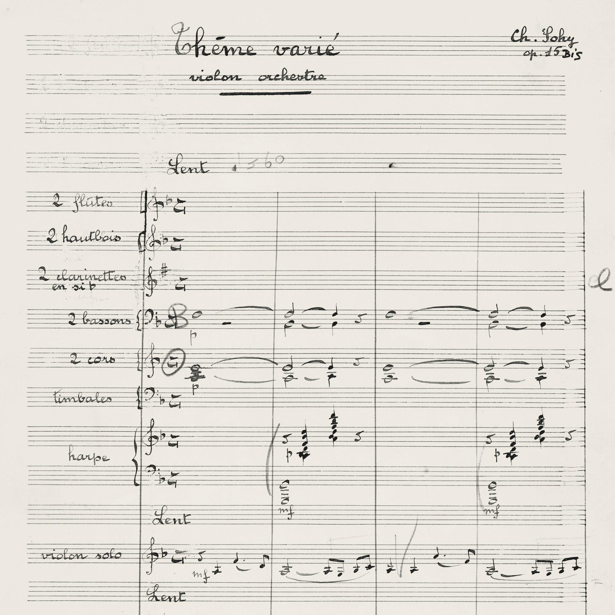 Manuscrit Thème varié Sohy